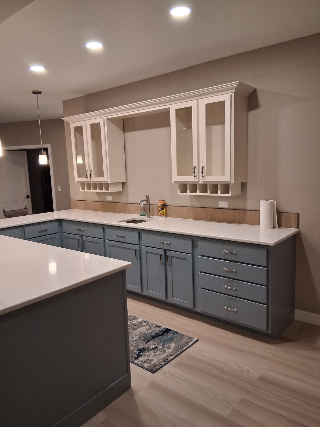 Full custom cabinet run with under-cabinet lighting