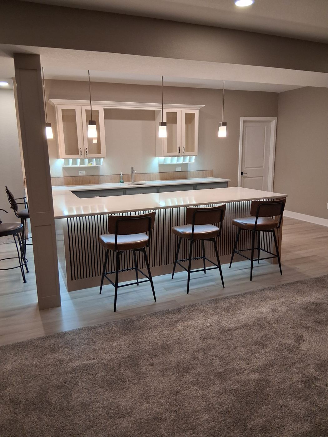 Quartz countertop and custom cabinetry detail